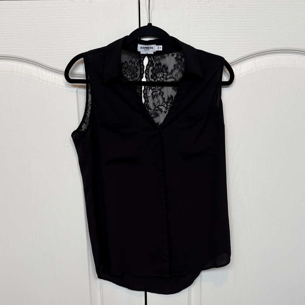 Express Black Sleeveless Blouse with Lace